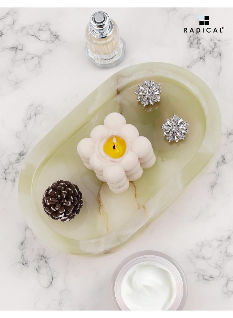 RADICALn Handmade Green Marble Oval Tray with Stand 10 Inch, Bathroom Vanity & Countertop Tray, Ideal for Home, Kitchen, Jewelry, Perfume, Decorative Tray, Perfect for Bathroom or Gift - Image 2